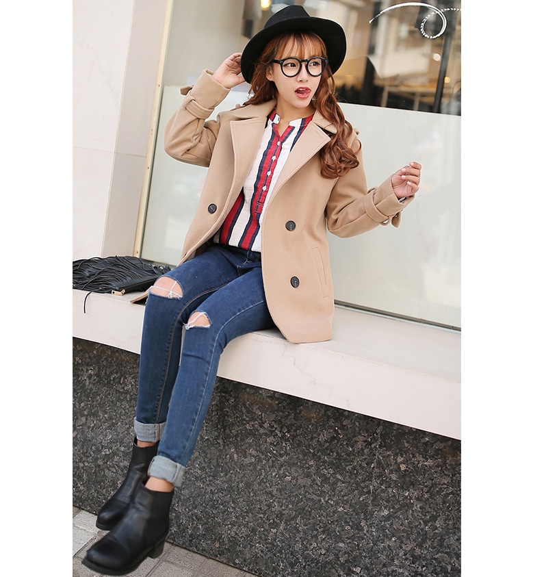 พรีออเดอร์ - เสื้อโค้ทผ้าวูลกันหนาว Pre - CT625 สีน้ำตาล