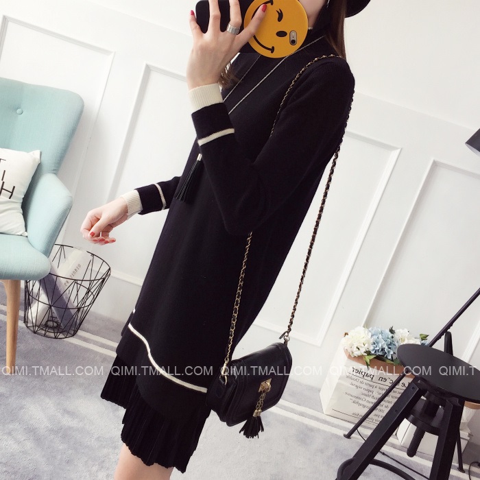 พรีออเดอร์ - เดรสไหมพรม Pre - DT111 (สีดำ)