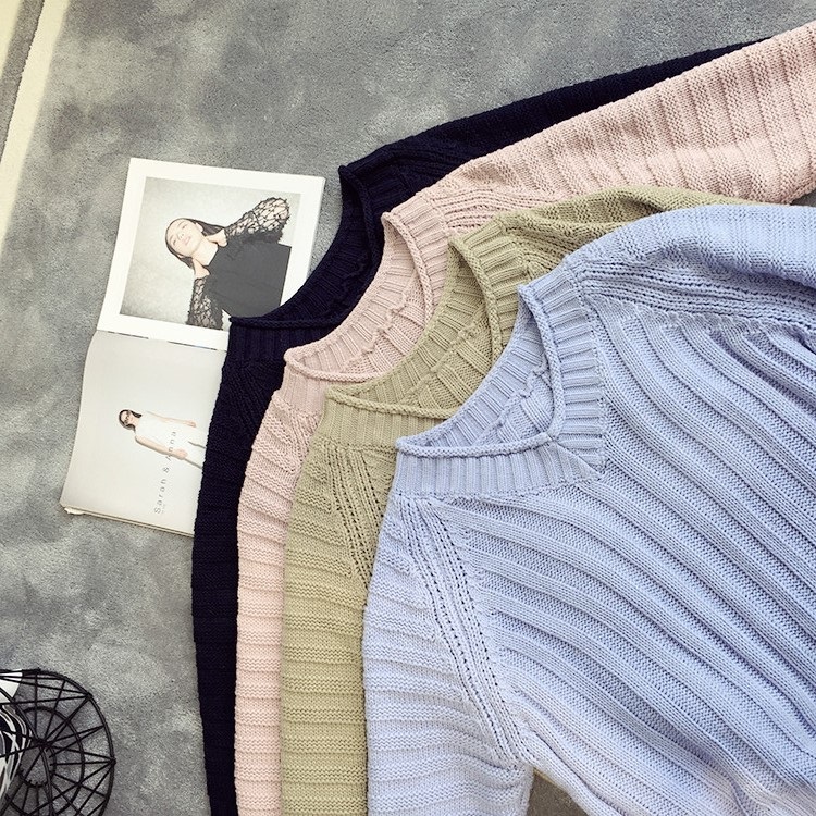 พรีออเดอร์ - เสื้อไหมพรมแฟชั่นทรงหลวม Pre - ST768 (สีฟ้า)