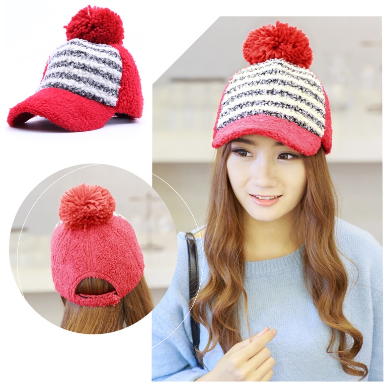 พรีออเดอร์ - หมวกแก๊ปไหมพรม Pre - HT623 (สีแดง)