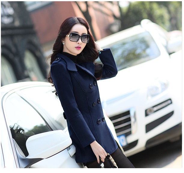 พร้อมส่ง - เสื้อโค้ทผ้าวูล CT127 (สีกรม)