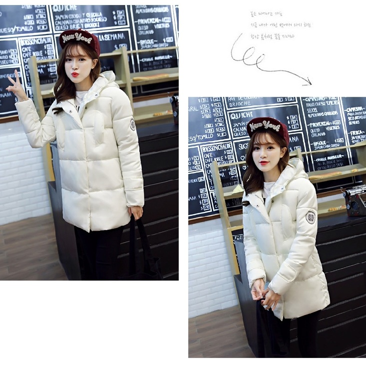 พรีออเดอร์ - เสื้อกันหนาวสไตล์เกาหลีบุนวม Pre - CT726 (สีขาว)