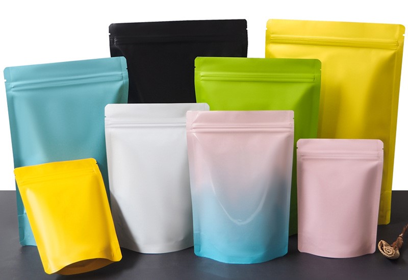 ถุงอลูมิเนียมสี ซิปล็อคตั้งได้ ทึบ 2 ด้าน หน้า-หลัง