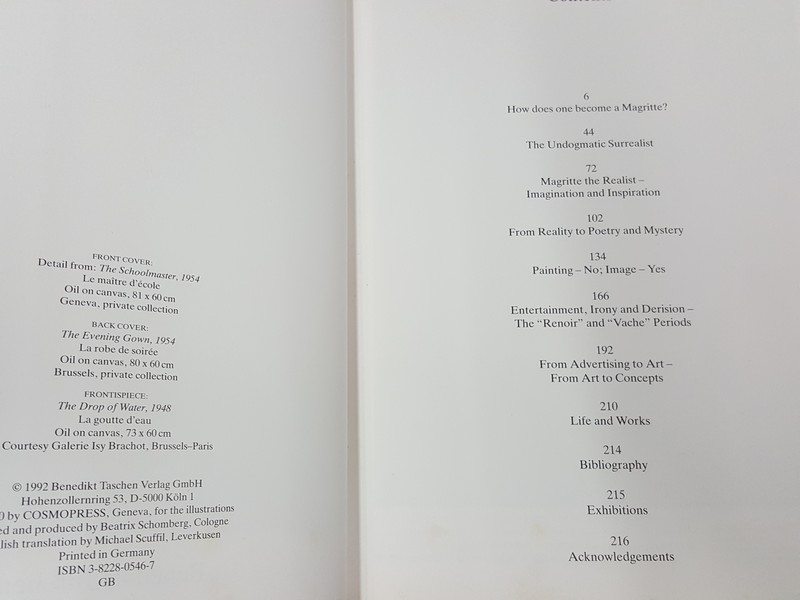 Jacques Meuris Rene' Magritte 1898-1967 หนา 216 หน้า ปี 1992