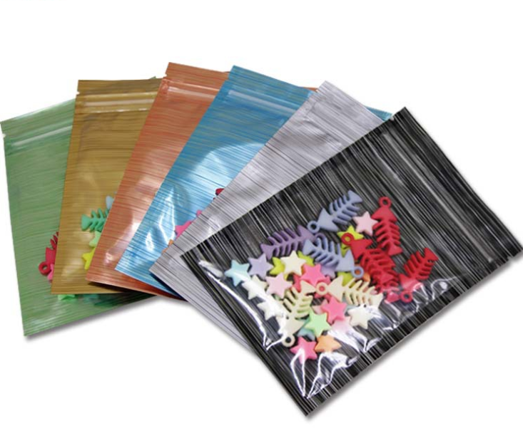 ถุงหน้าใส หลังฟอยล์สี ลายเส้น ซิปล็อคตั้งไม่ได้ (เมทัลไลท์)
