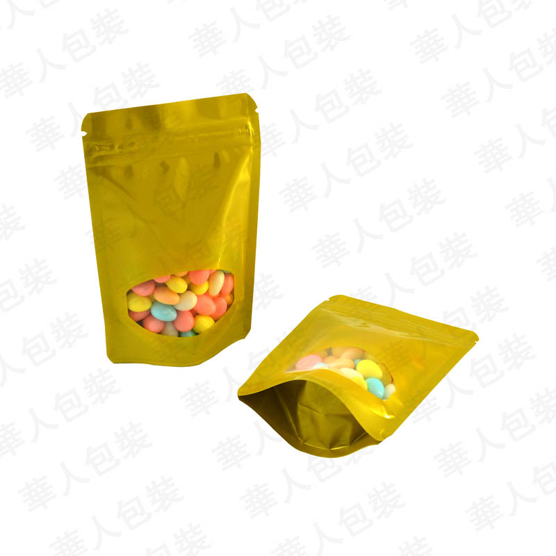 ถุงฟอยล์ซิปล็อคตั้งได้ - ฟอยล์สี หน้าต่างวงกลม (เมทัลไลท์)