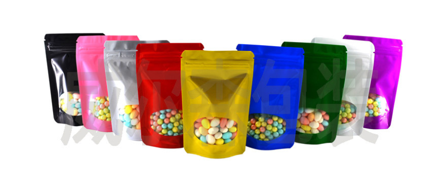 ถุงฟอยล์ซิปล็อคตั้งได้ - ฟอยล์สี หน้าต่างวงกลม (เมทัลไลท์)