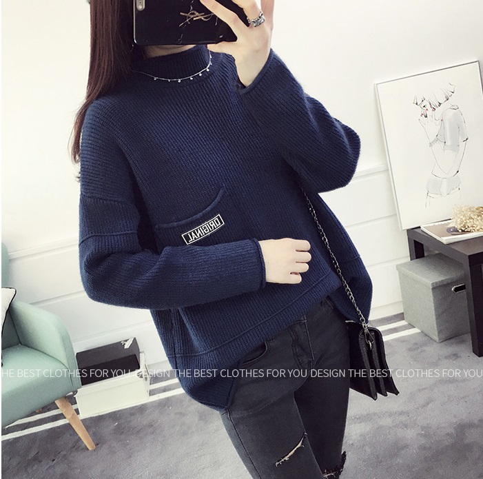 พรีออเดอร์ - เสื้อไหมพรมแขนยาวทรงหลวม Pre- ST755 (สีน้ำเงิน)