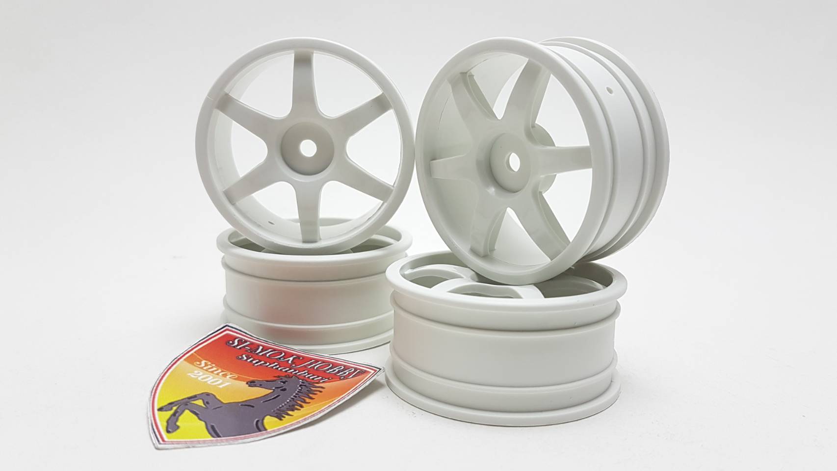 6 Spoke Wheels (White/Offset 0) (4Pcs.)