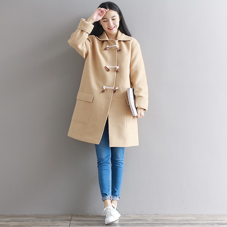 พร้อมส่ง - เสื้อโค้ทผ้าวูล CT164 (สีน้ำตาล)