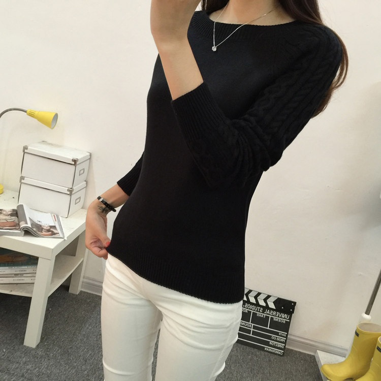 พร้อมส่ง - เสื้อไหมพรมแขนยาว ST118 (สีดำ)