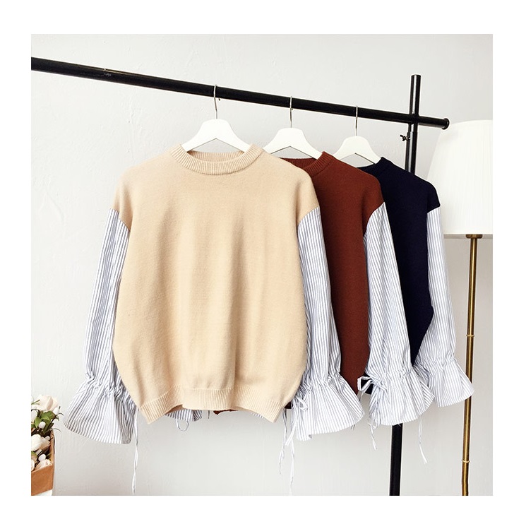 พร้อมส่ง - เสื้อไหมพรมแฟชั่น ST177 (สีน้ำตาล)