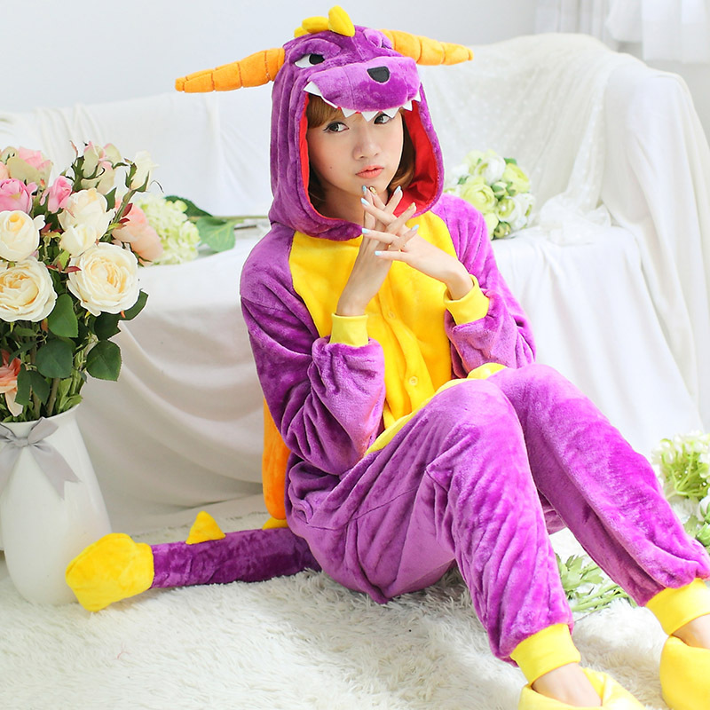 ชุดนอนมาสคอต / แฟนซี ผู้ใหญ่ มังกรม่วง ( purple dragon )