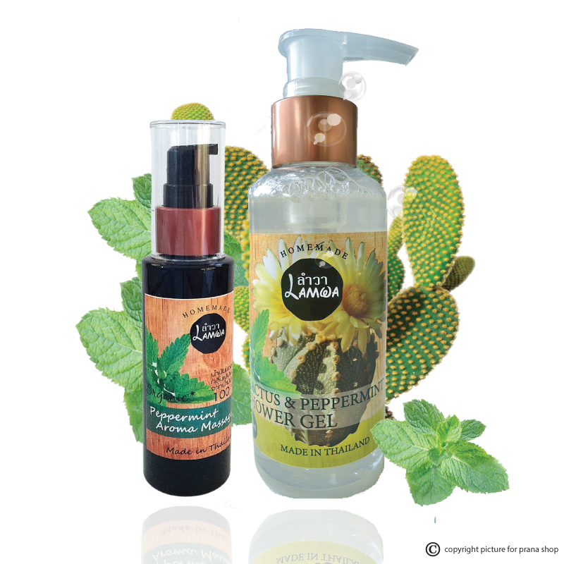 [เปปเปอร์มินต์-ตะบองเพชร] Peppermint Bath & Body Oil เซตเจลอาบน้ำและออยล์บำรุงผิว (2 ชิ้น)