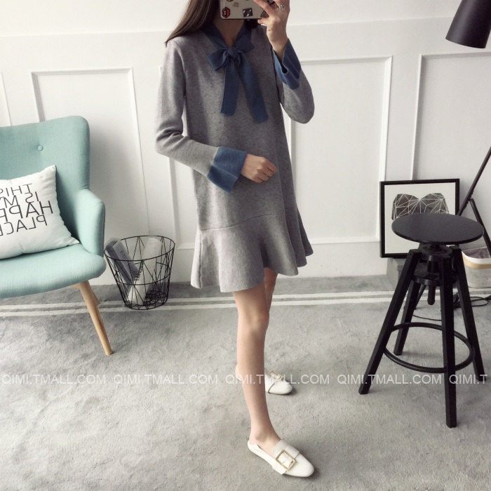 พรีออเดอร์ - เดรสไหมพรม Pre - DT120 (สีเทา)