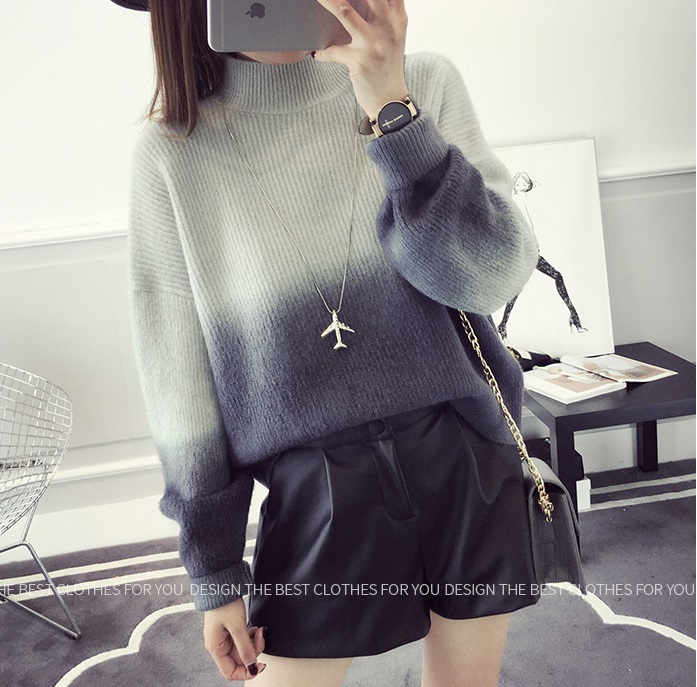 พรีออเดอร์ - เสื้อไหมพรมแฟชั่นแขนยาว Pre- ST760 (สีเทาน้ำเงินเข้ม)