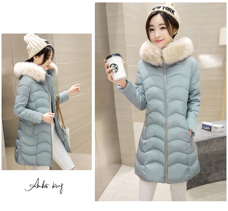 พรีออเดอร์ - เสื้อกันหนาวสไตล์เกาหลีบุนวม Pre - CT738 (สีฟ้าเทา)