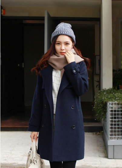 พร้อมส่ง - เสื้อโค้ทผ้าวูล CT166 (สีกรม)