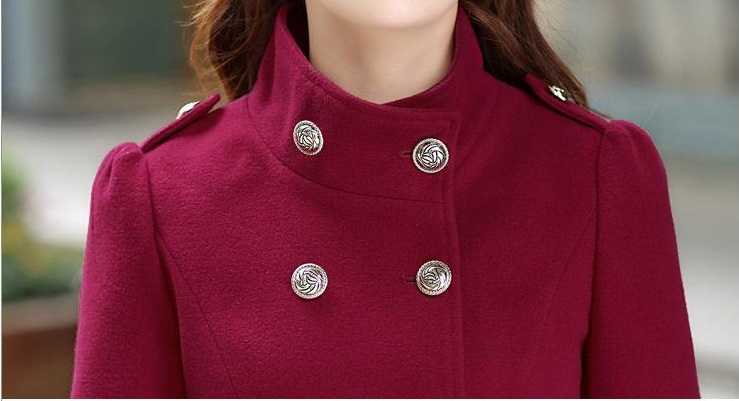 พรีออเดอร์ - เสื้อโค้ทผ้าวูลกันหนาว Pre - CT663 (สีแดงไวน์)