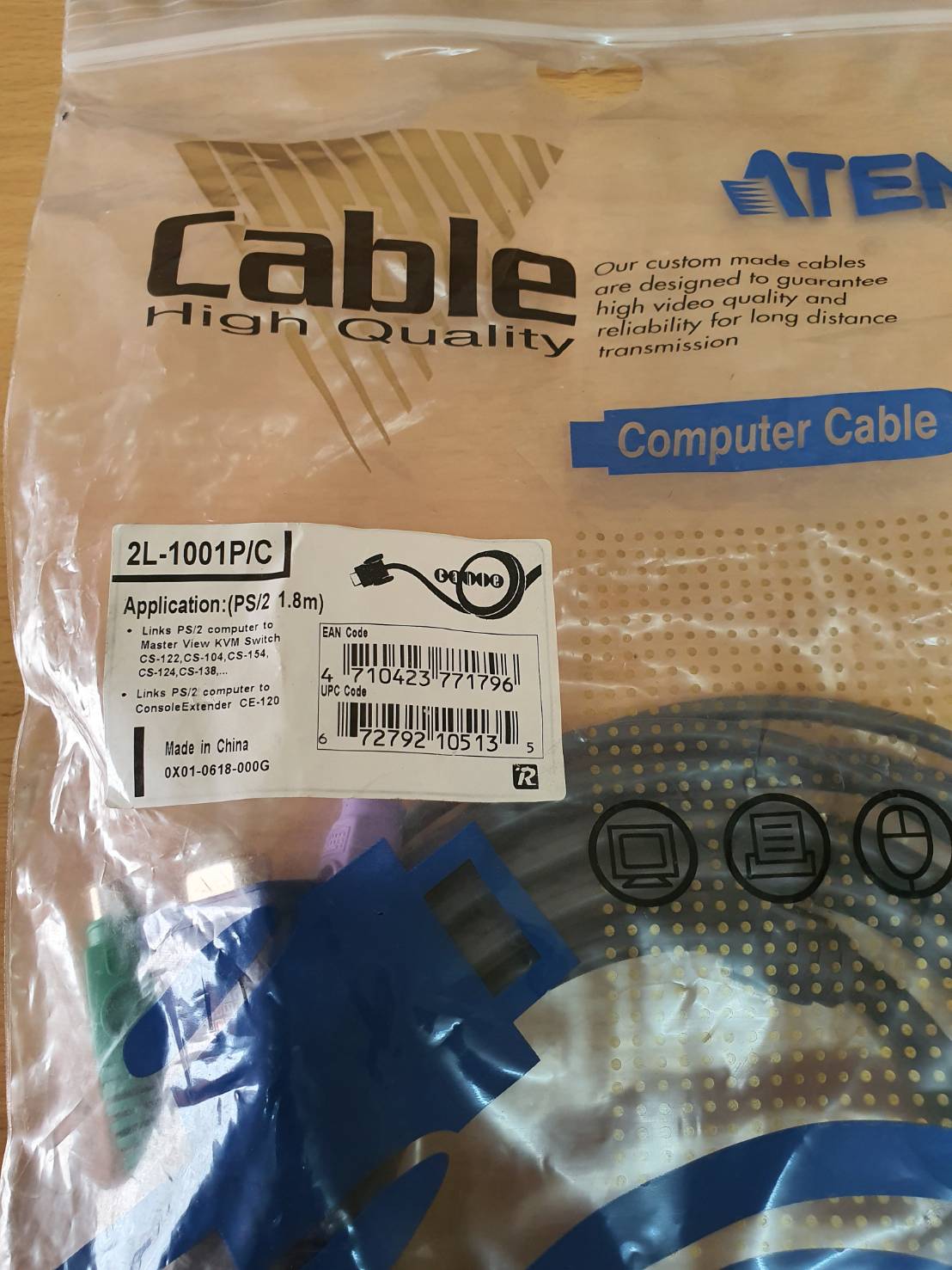 สาย ATEN 2L-1001P/C,อุปกรณ์ PS/2 KVM Cable Length 1.8m