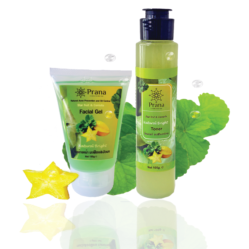 [คุมมัน กระชับรูขุมขน ผิวกระจ่างใส] Prana Face Wash & Toner Essence เซตเจลล้างหน้า & โทนเนอร์ เอสเซนส์ น้ำตบ 2ชิ้น