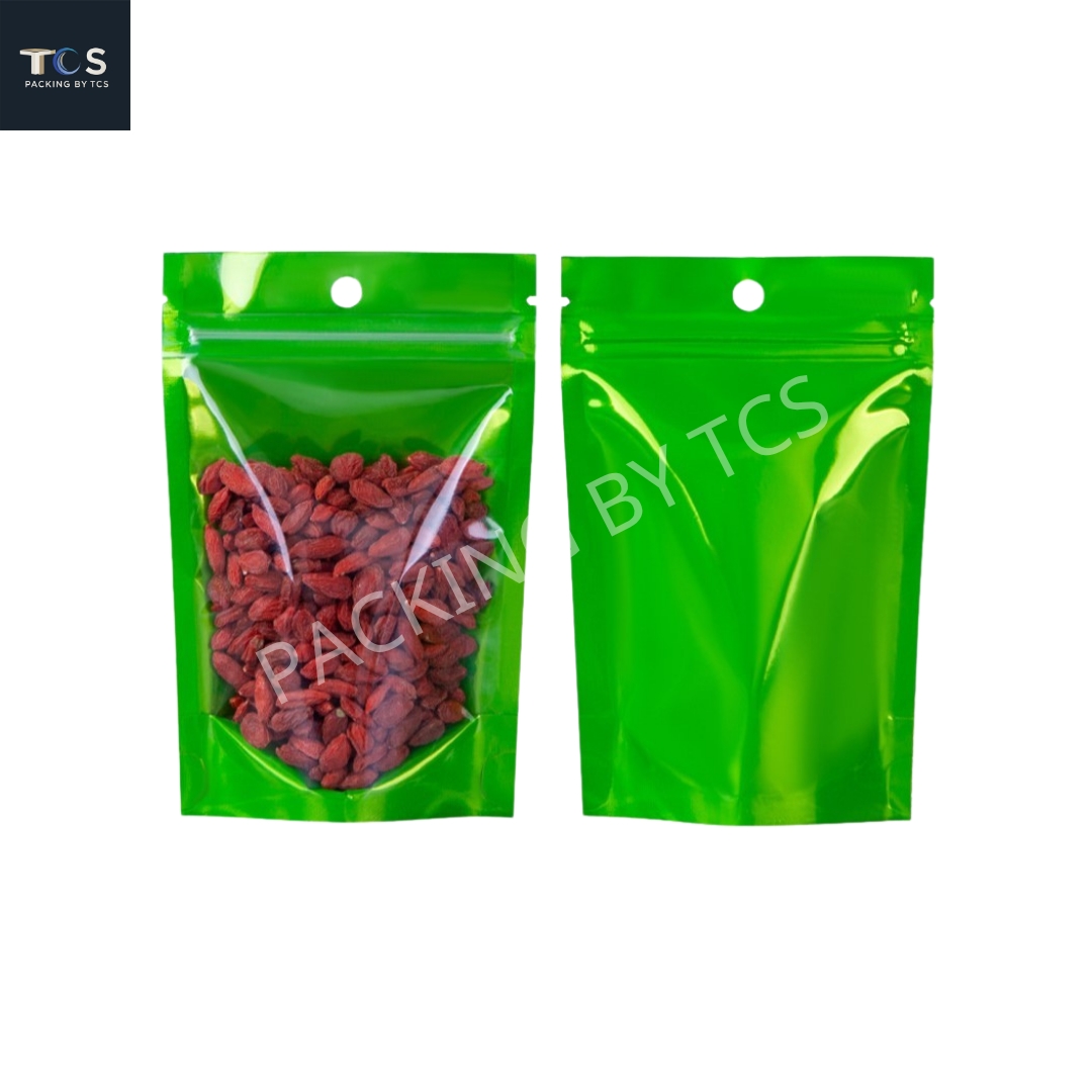 ถุงซิปตั้งได้ หน้าใสหลังฟอยล์สี