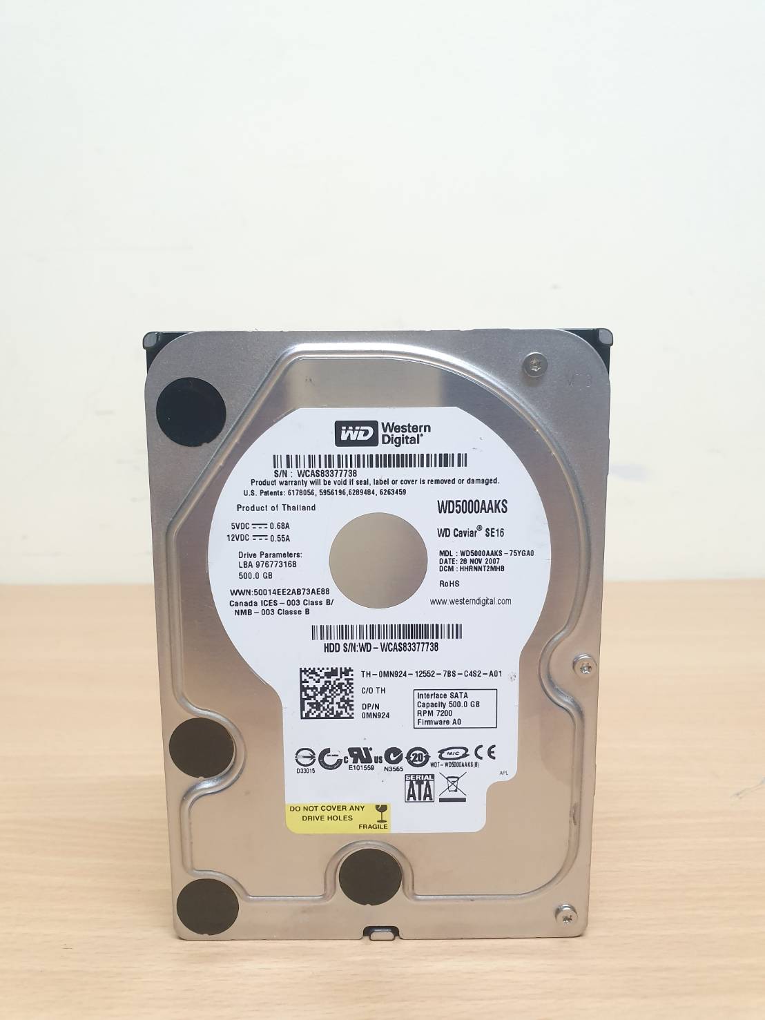 ฮาร์ดิส WD black 500GB มี 1 ตัว