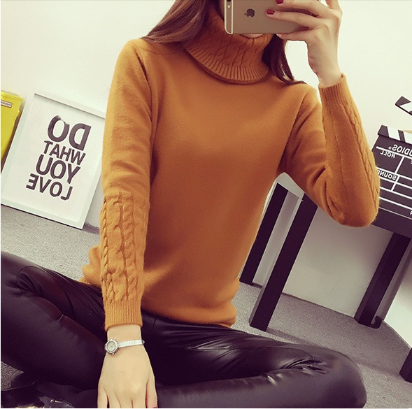 พร้อมส่ง - เสื้อไหมพรมแขนยาว ST126 (สีน้ำตาล)