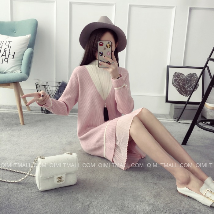 พรีออเดอร์ - เดรสไหมพรม Pre - DT116 (สีชมพู)