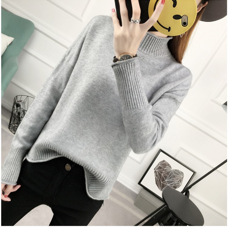 พร้อมส่ง - เสื้อไหมพรมทรงหลวม ST197 (สีเทา)