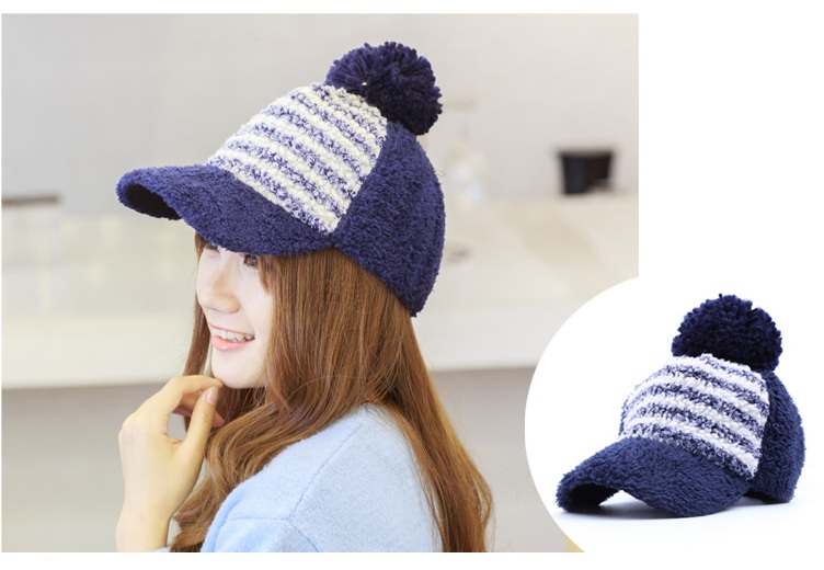 พรีออเดอร์ - หมวกแก๊ปไหมพรม Pre - HT621 (สีน้ำเงิน)