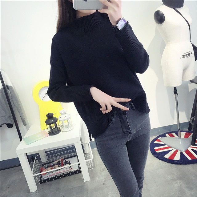 พรีออเดอร์ - เสื้อไหมพรมแฟชั่นแขนยาว Pre - ST672 (สีดำ)