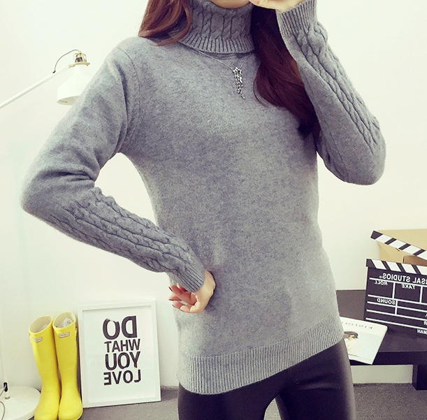 พร้อมส่ง - เสื้อไหมพรมแขนยาว ST127 (สีเทา)