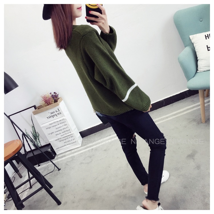 พรีออเดอร์ - เสื้อไหมพรมแฟชั่นแขนยาว Pre - ST781 (สีเขียวขี้ม้า)