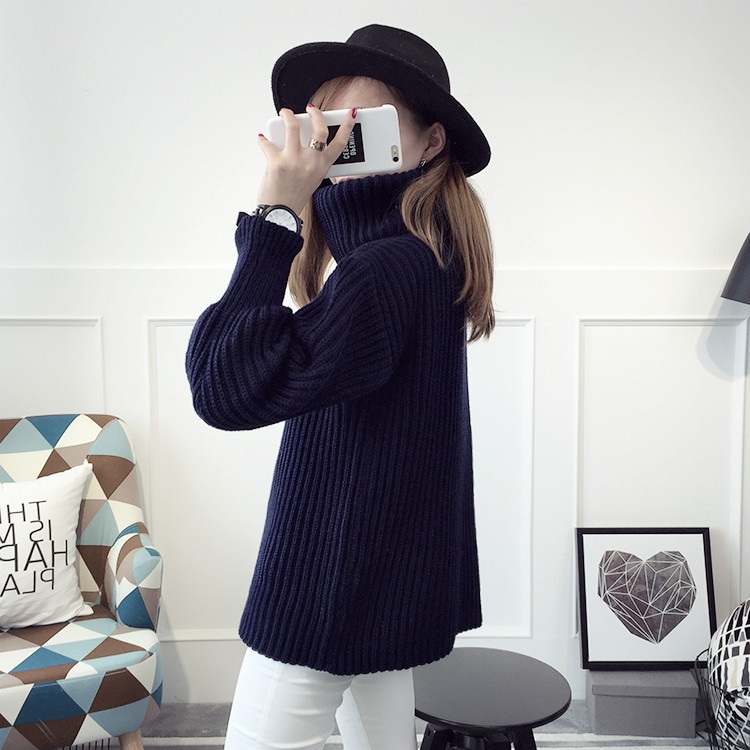 พรีออเดอร์ - เสื้อไหมพรมแฟชั่นแขนยาว Pre - ST786 (สีน้ำเงิน)