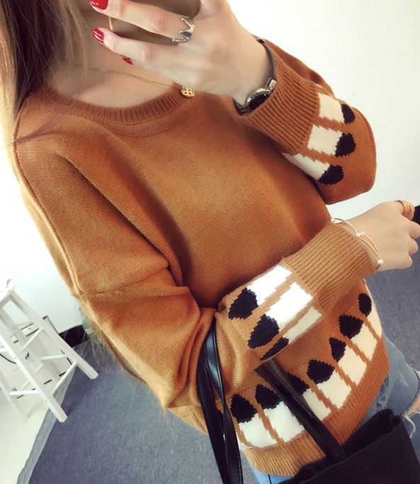 พร้อมส่ง - เสื้อไหมพรมแฟชั่น ST121 (สีน้ำตาล)