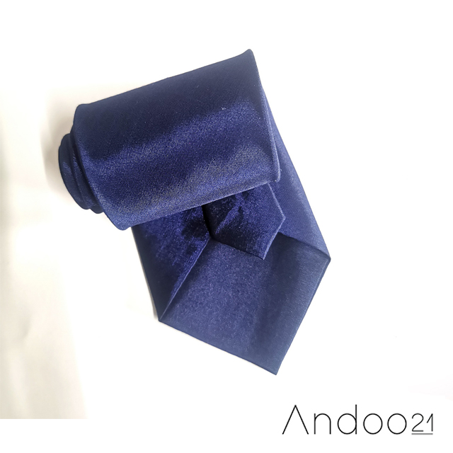 NT346_เนคไทผ้าไหมสีน้ำเงิน หน้ากว้าง 3 นิ้ว