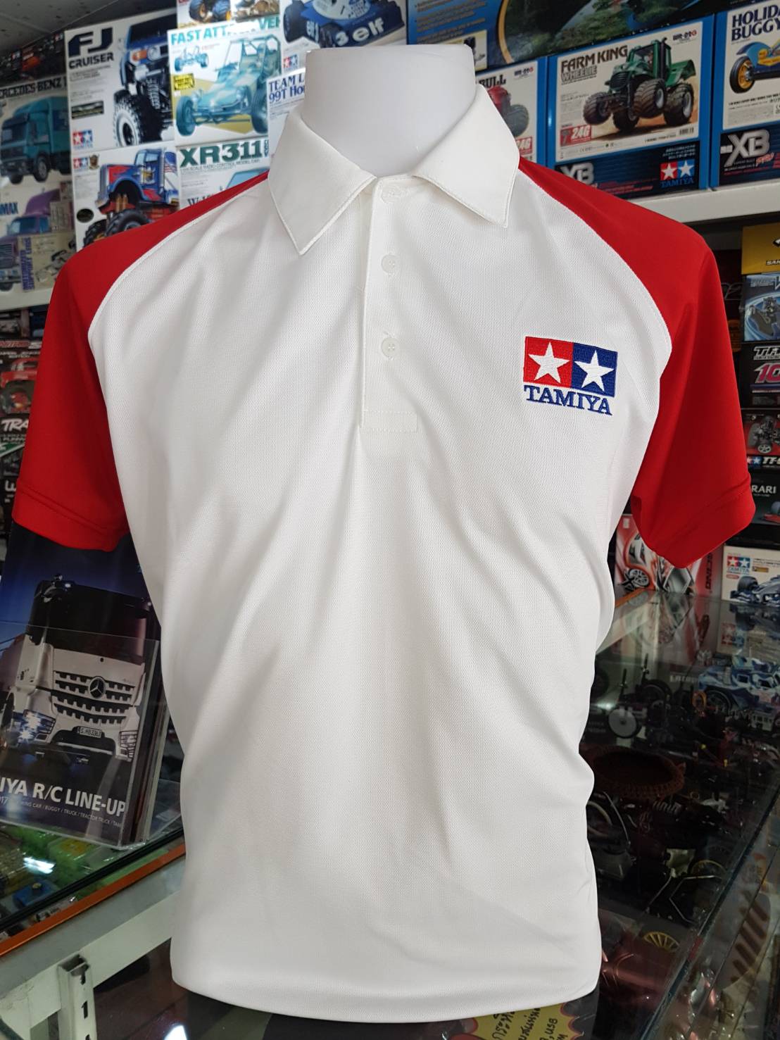 Tamiya Polo T-Shirt (White/Red).