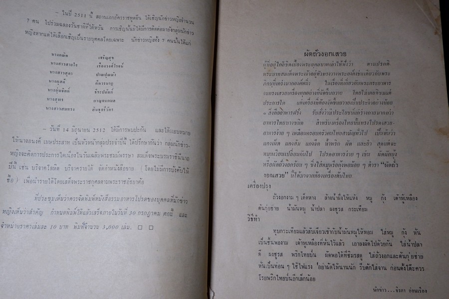 ตำราอาหารชุดพิเศษสุด ของ กลุ่มนักข่าวหญิง ปี 2512