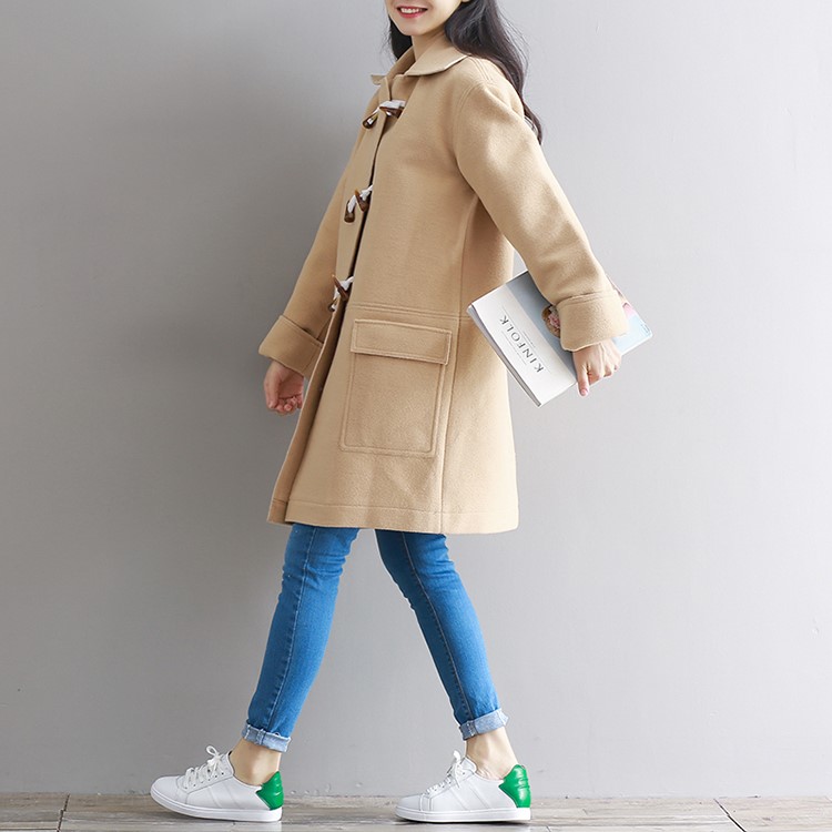 พร้อมส่ง - เสื้อโค้ทผ้าวูล CT164 (สีน้ำตาล)