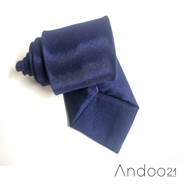 NT366_เนคไทผ้าไหมเทียม สีกรมท่า หน้ากว้าง 2.5 นิ้ว