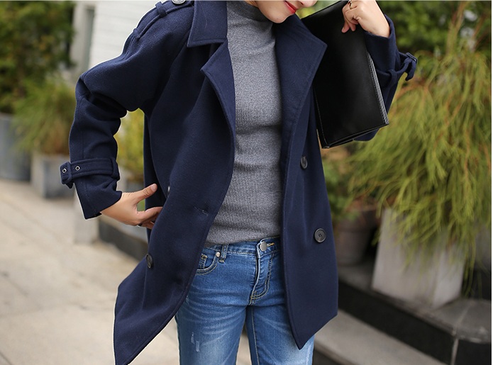 พรีออเดอร์ - เสื้อโค้ทผ้าวูลกันหนาว Pre - CT626 (สีกรม)