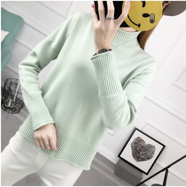 พร้อมส่ง - เสื้อไหมพรมทรงหลวม ST199 (สีเขียว)