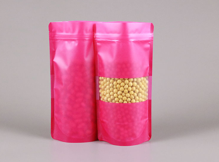 ถุงซิปล็อคตั้งได้ เนื้อพลาสติกขุ่นสี เปิดช่องหน้าต่าง