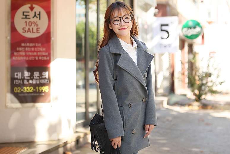 พรีออเดอร์ - เสื้อโค้ทผ้าวูลกันหนาว Pre - CT630 (สีเทา)