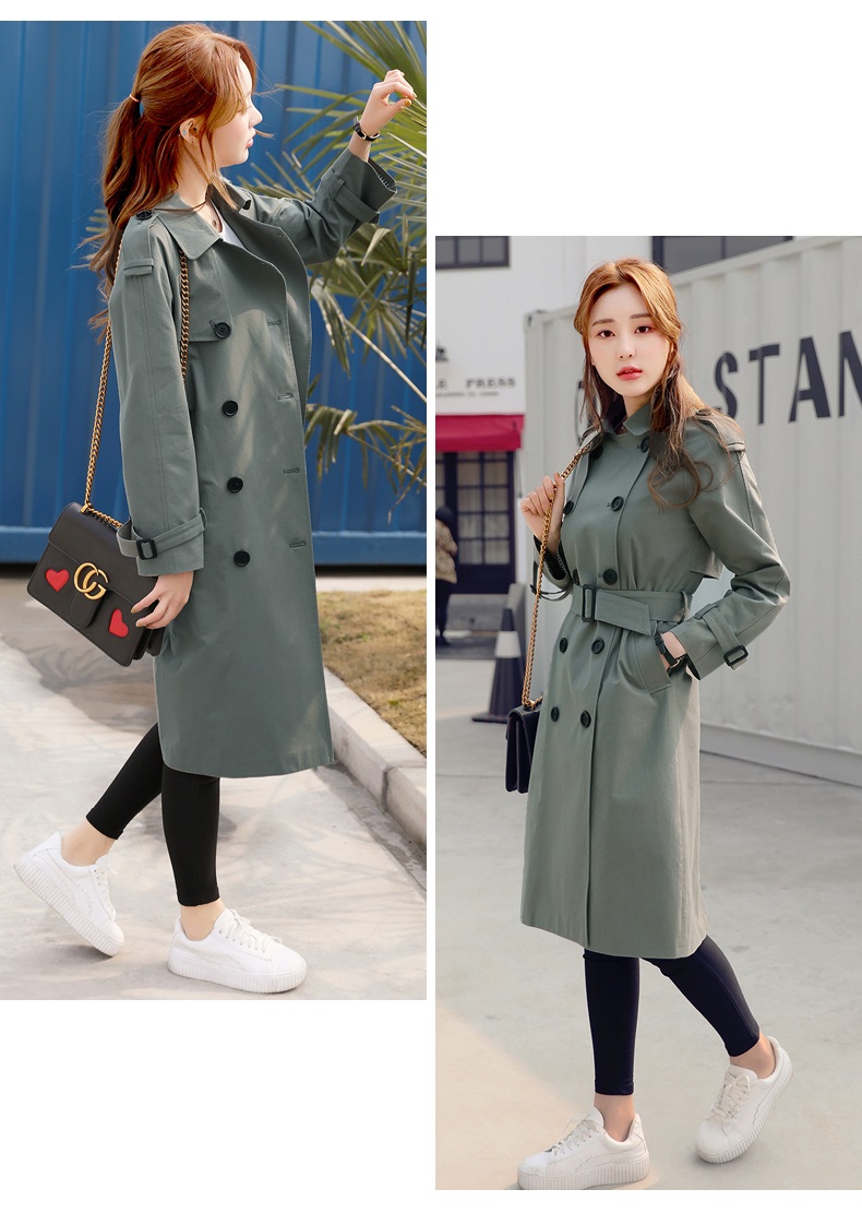 พร้อมส่ง - Trench Coat เสื้อโค้ททรงยาว CT211 (สีเขียว)