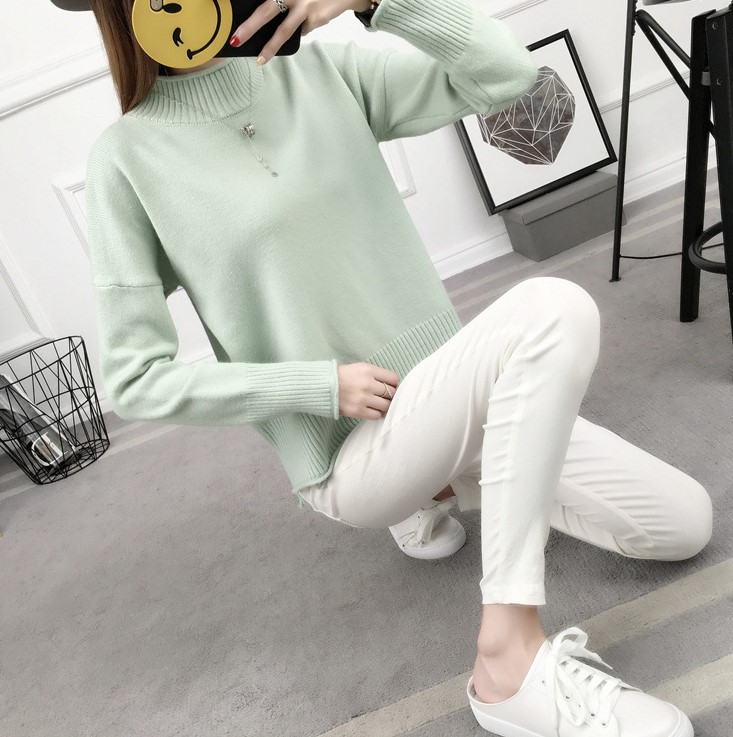 พร้อมส่ง - เสื้อไหมพรมทรงหลวม ST199 (สีเขียว)