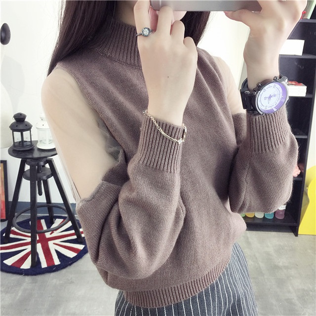 พรีออเดอร์ - เสื้อไหมพรมแฟชั่นแขนยาว Pre - ST668 (สีน้ำตาล)