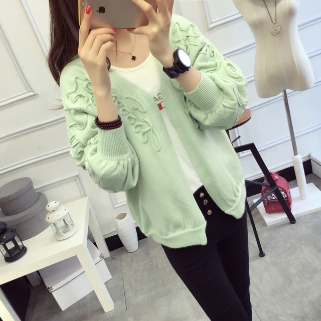 พรีออเดอร์ - เสื้อคาร์ดิแกนกันหนาว Pre - CT650 (สีเขียว)