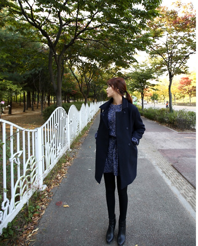 พรีออเดอร์ - เสื้อโค้ทผ้าวูลกันหนาว Pre - CT636 (สีกรม)